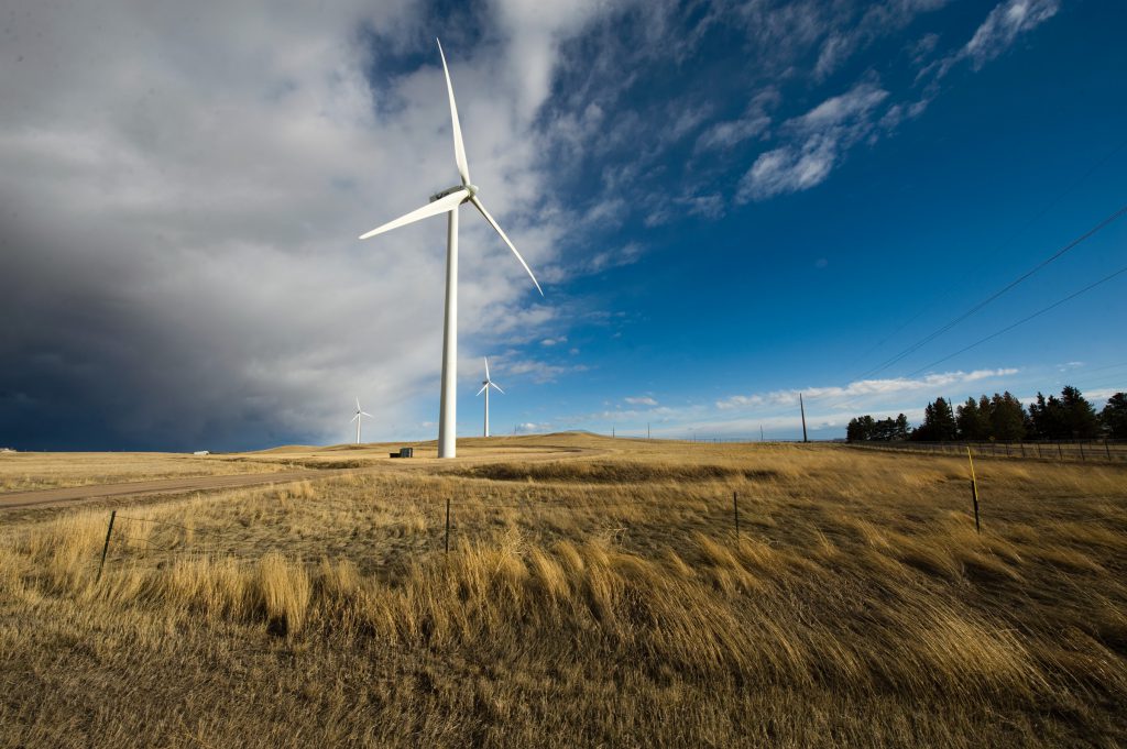 A wind turbine on a field