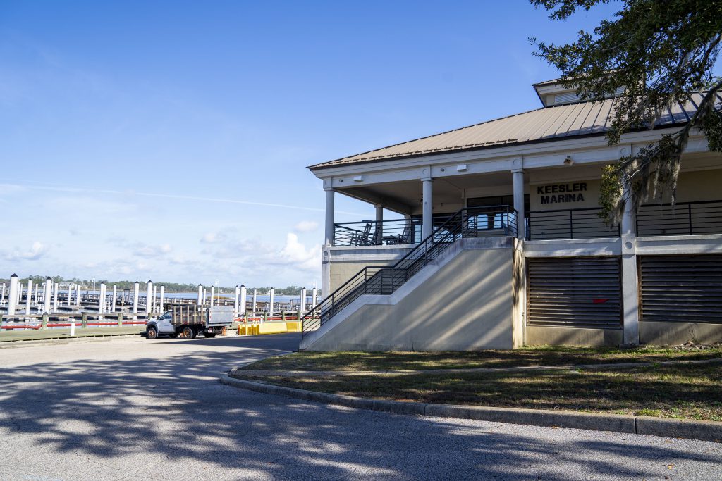 The Keesler Marina is located on the Biloxi Back Bay at Keesler Air Force Base, Mississippi, Dec. 7, 2022. Due to it's proximity to the water, the marina enables Outdoor Recreation to rent out equipment, such as kayaks, paddleboards and motorized boats. (U.S. Air Force photo by Senior Airman Kimberly L. Mueller)