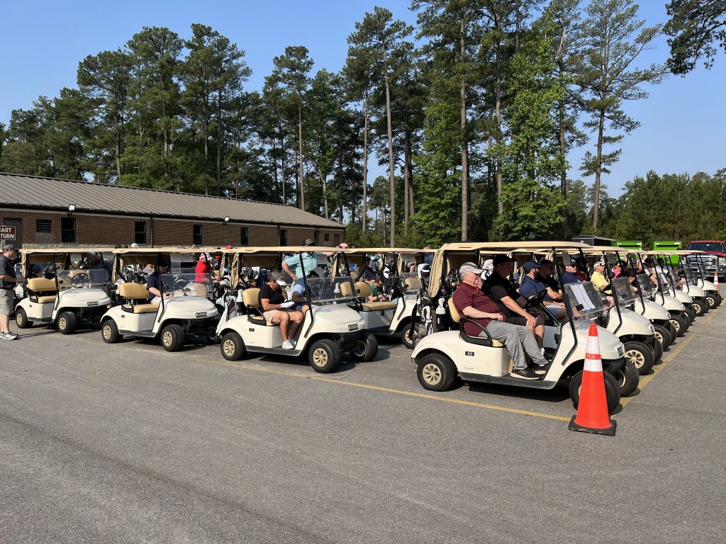 The Central Virginia Post held its Third Annual Bo Temple Memorial Golf Tournament. golf-cart line up