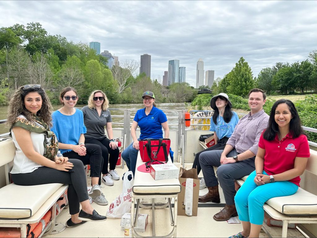 The Houston-Galveston Post on a boat tour of Buffalo Bayou