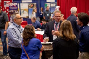 group talking at a conference