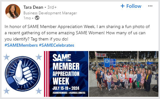 Tara Dean Celebrates SAME Member Appreciation Week 2024